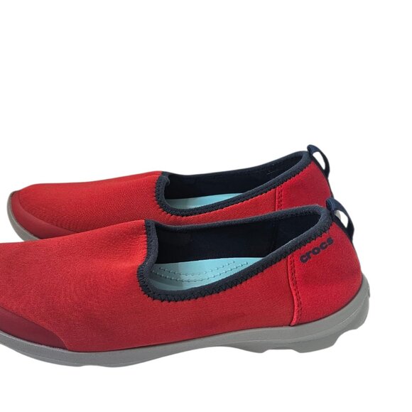 CROCS Womens Busy Day Stretch Skimmer Slip On Shoe, Red, Pull On, Size 7 - Picture 2 of 7